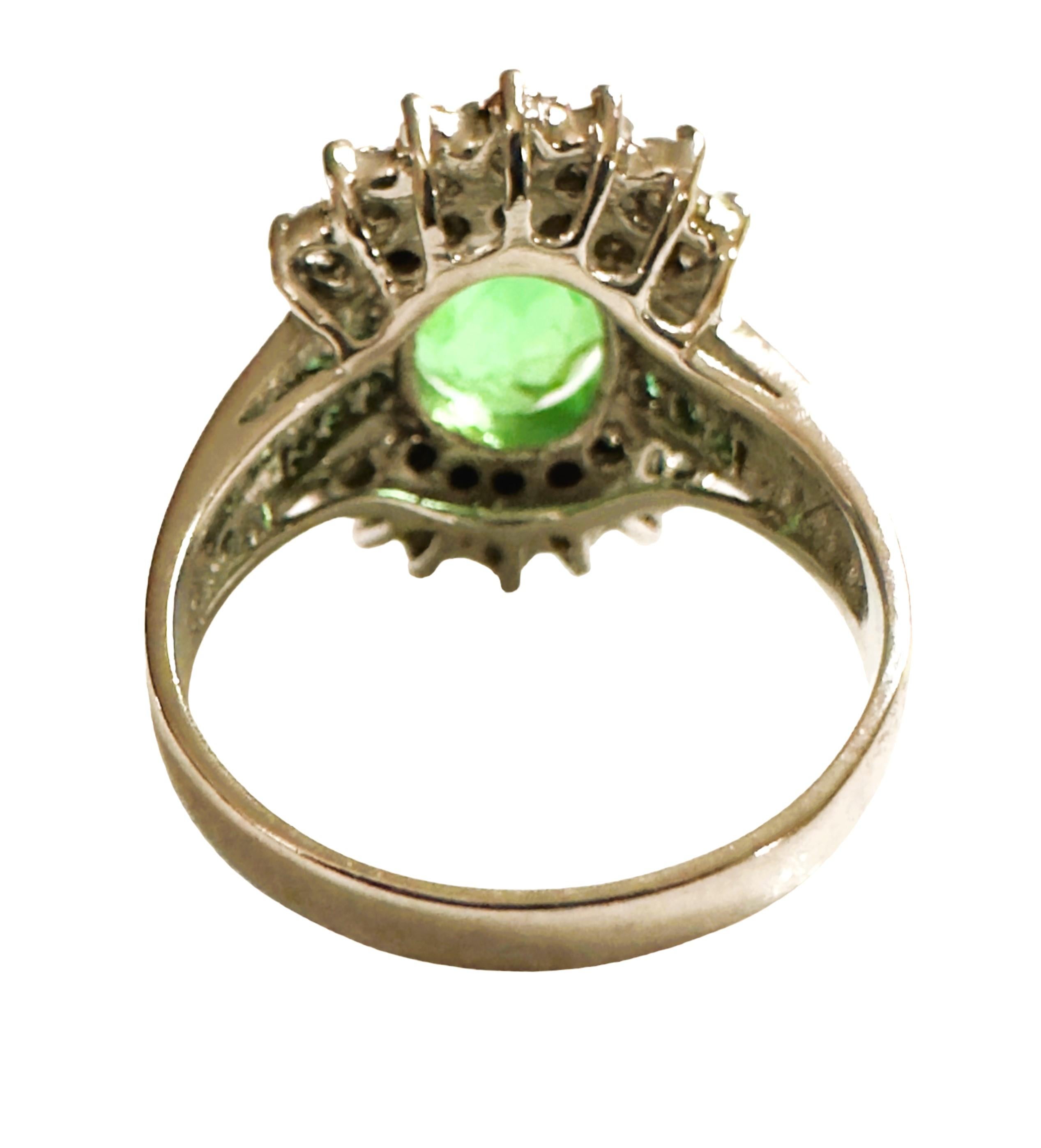 Art Deco New African 5.6 Ct Emerald Green Garnet Sapphire & Tsavorite Sterling Ring 