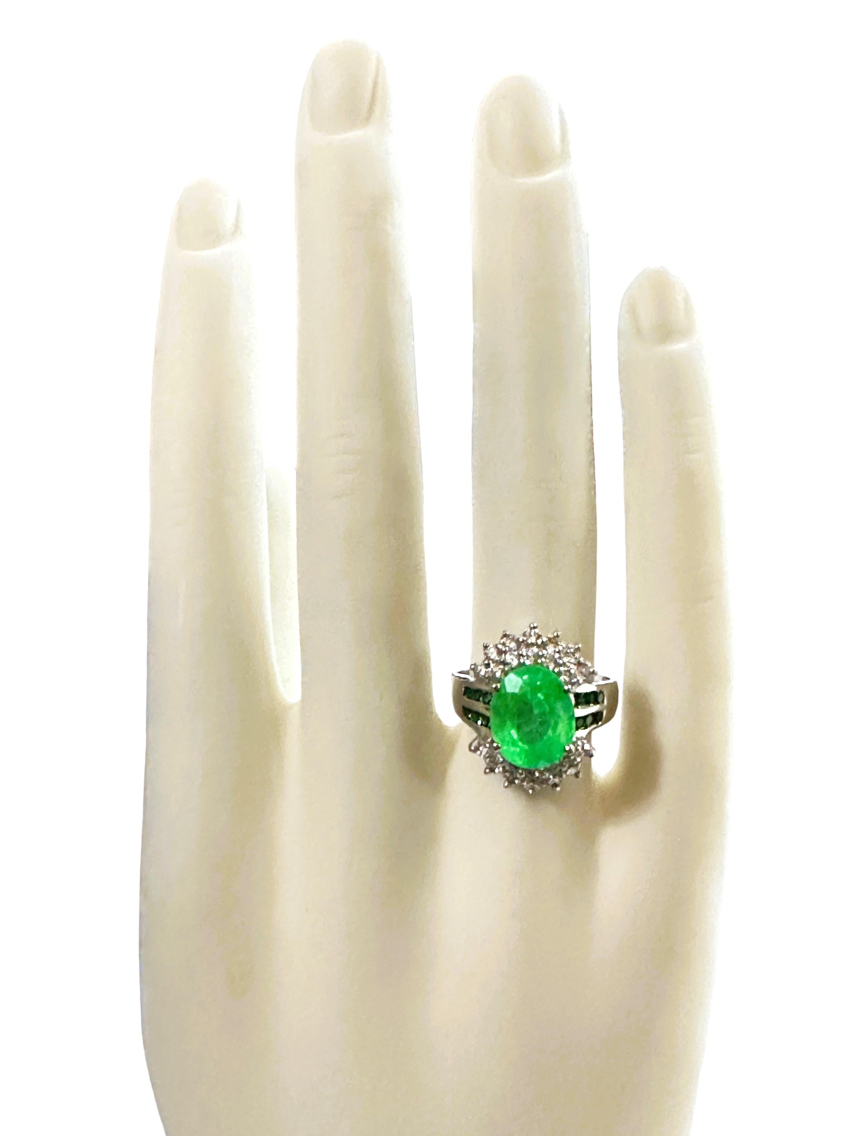 Women's New African 5.6 Ct Emerald Green Garnet Sapphire & Tsavorite Sterling Ring 