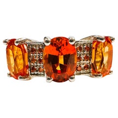 Bague neuve Fanta Orange Spessartite & Diamond Cut Saphir Sterling de 5,7 carats