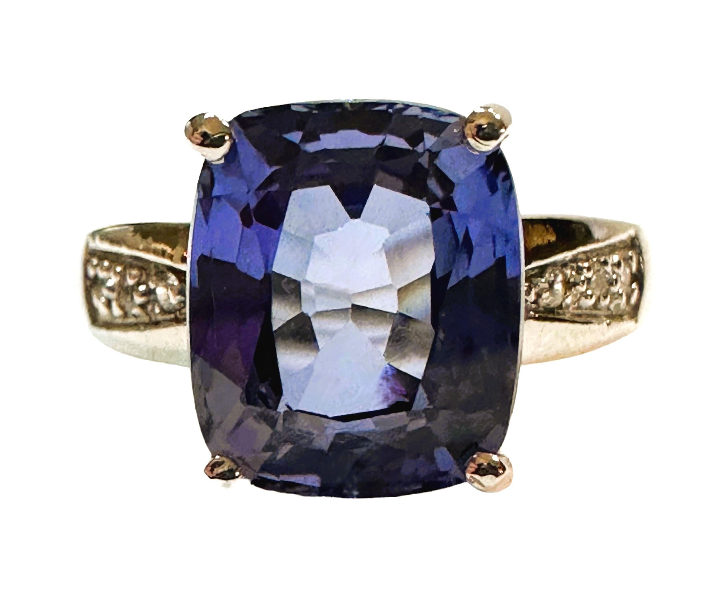 This ring is just gorgeous.  The ring is a size 6.75.   Made for everyday wear.  The Sapphire stone is from Africa and is just exquisite. Cornflower blue is such a beautiful color.  The stones is a cushion cut stone and measures 11 x 9.3 mm. It has