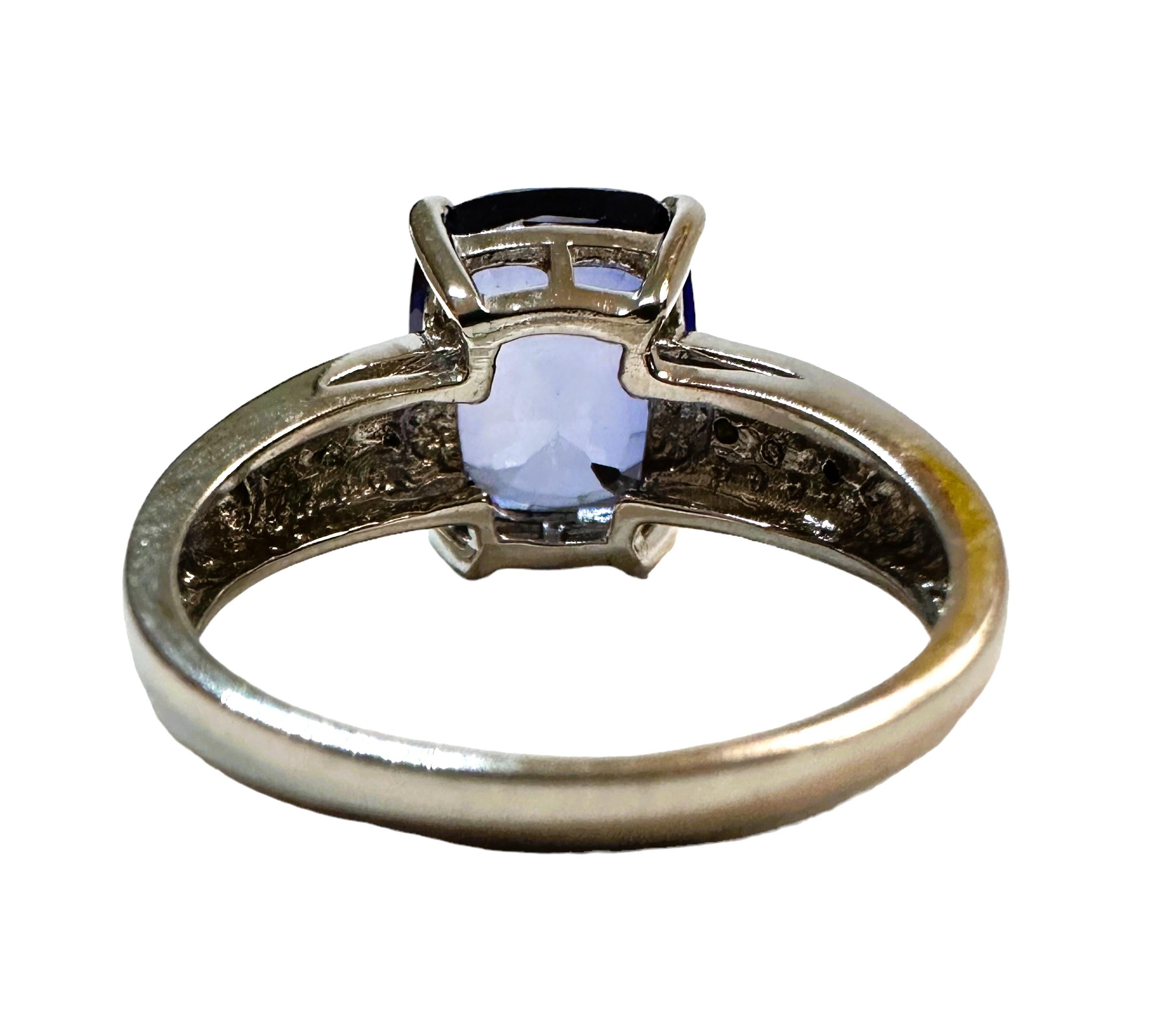 Cushion Cut New African 5.80 Ct Cornflower Blue & White Sapphire Sterling Ring Size 6.75