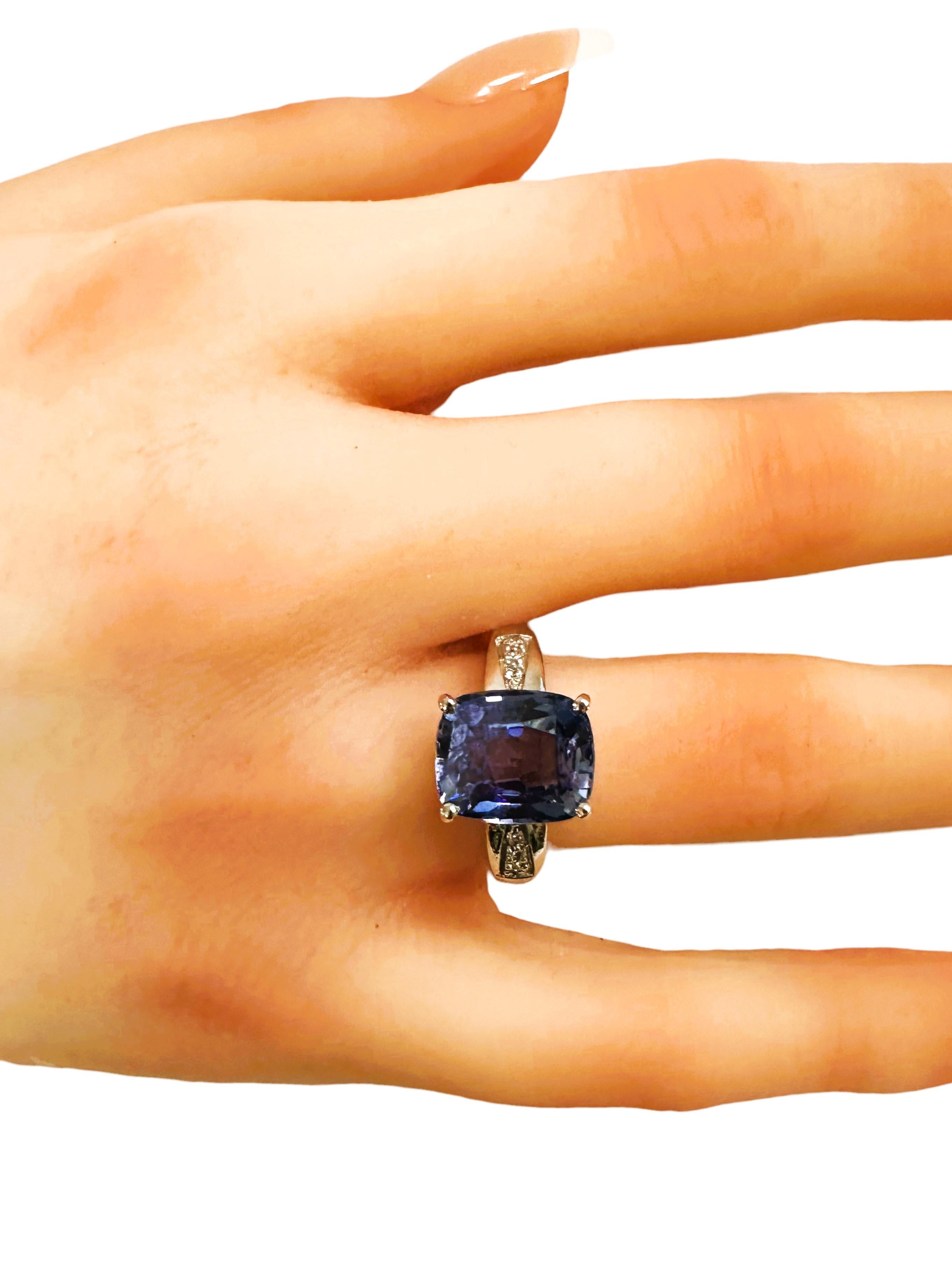 New African 5.80 Ct Cornflower Blue & White Sapphire Sterling Ring Size 6.75 1