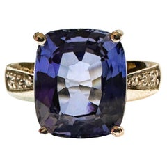 New African 5.80 Ct Cornflower Blue & White Sapphire Sterling Ring Size 6.75