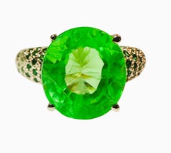 New African 5.80 Ct Emerald Green Garnet Sapphire Sterling Ring Size 6.25