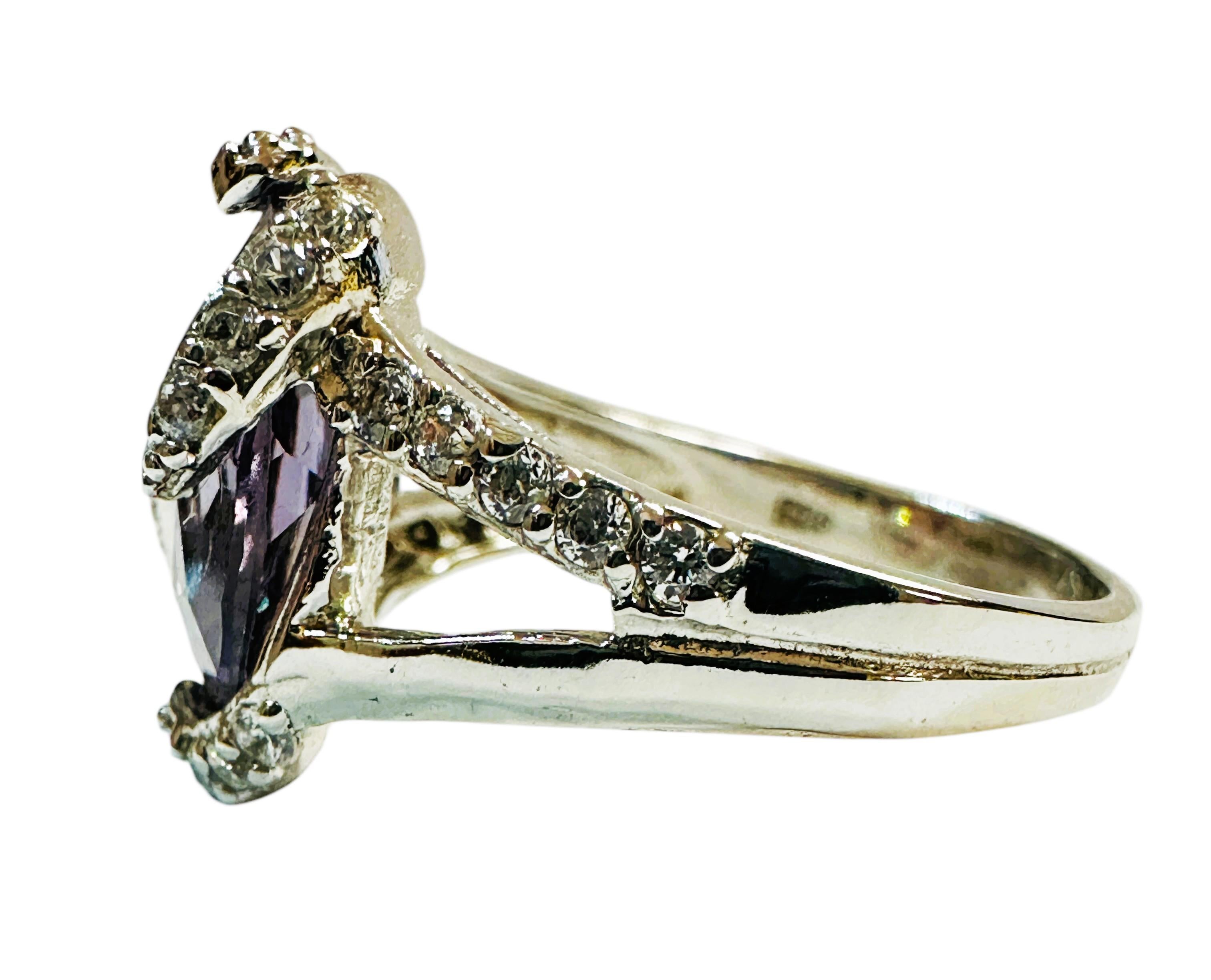 New African 6 Carat Purple Alexandrite & Diamond Cut Sapphire Sterling Ring In New Condition In Eagan, MN