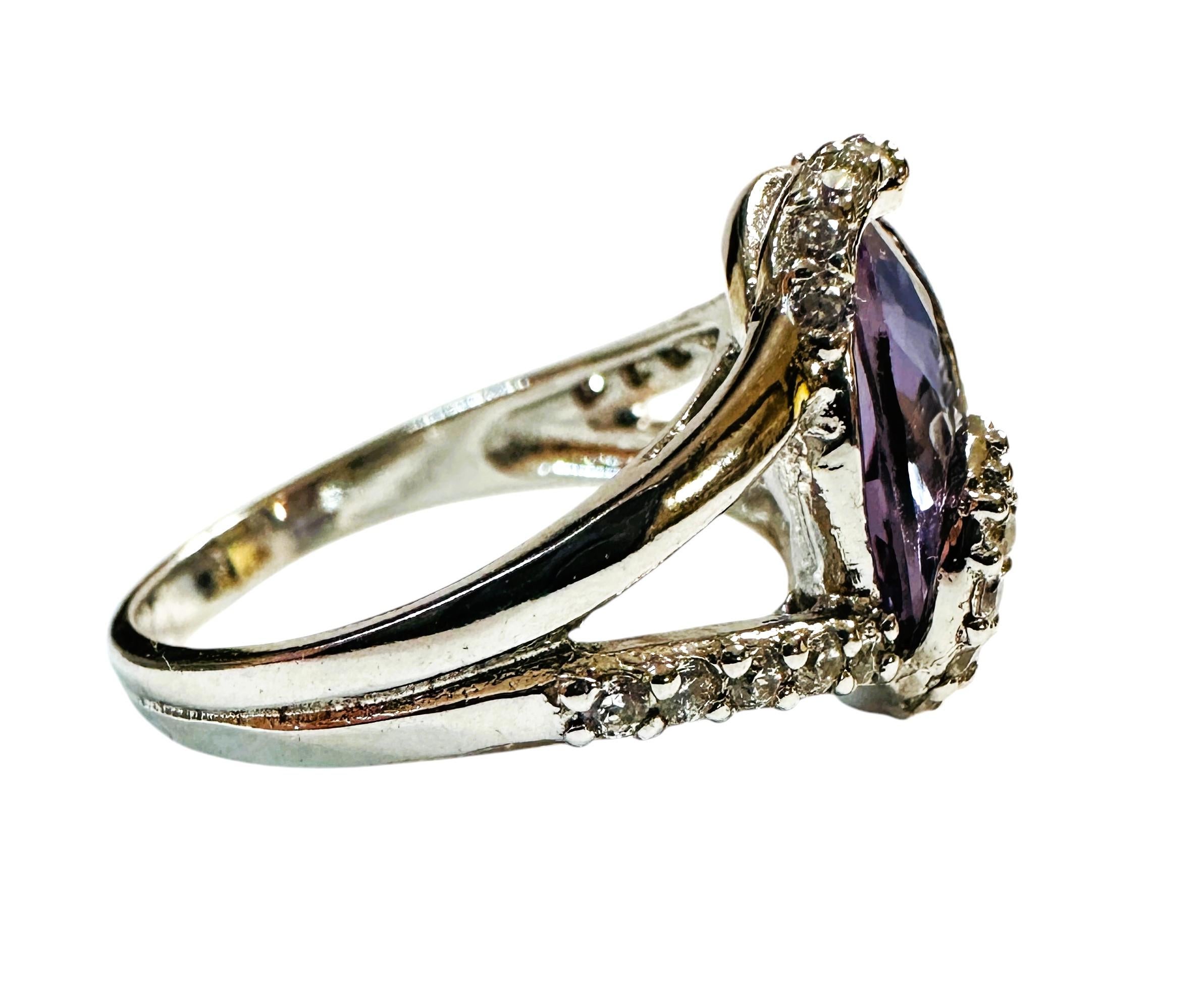 New African 6 Carat Purple Alexandrite & Diamond Cut Sapphire Sterling Ring 1