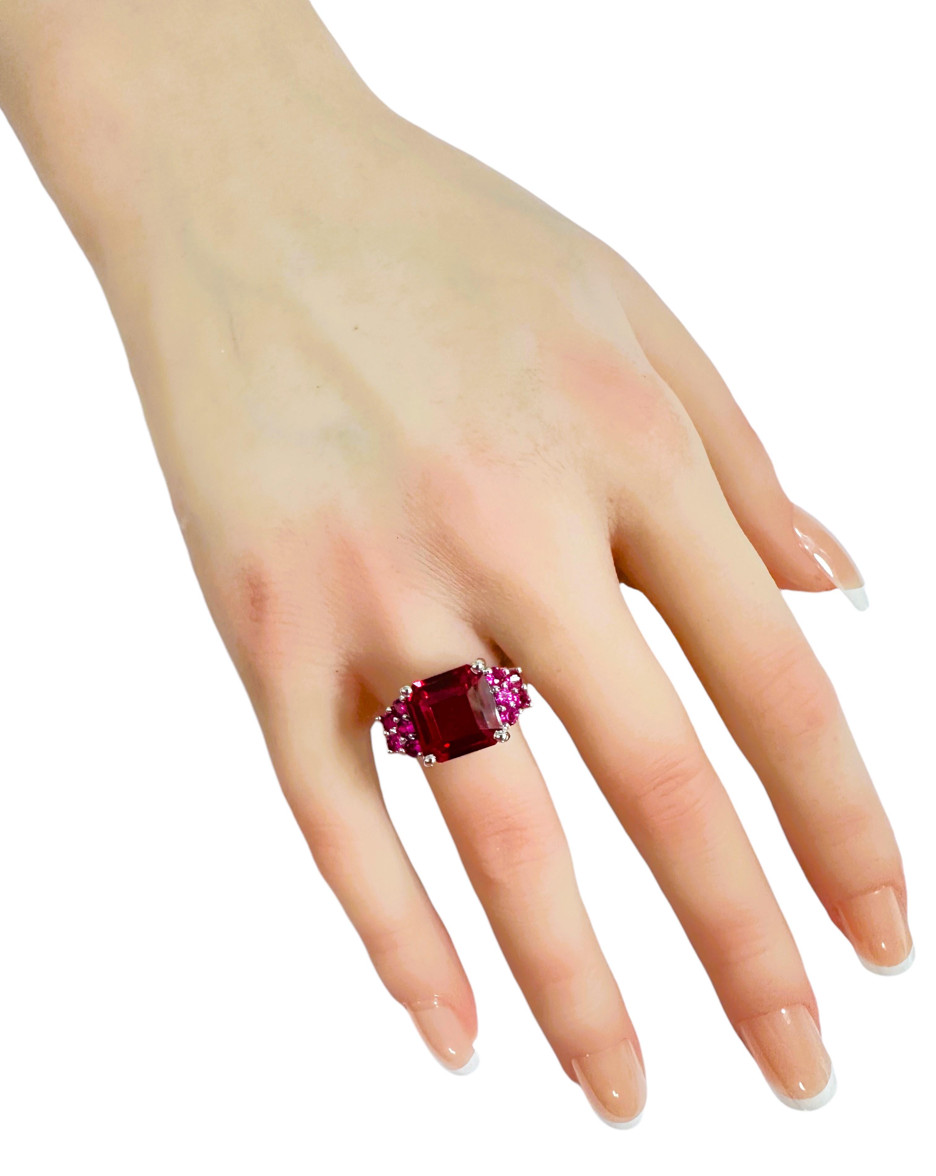 Women's New African 6.0 ct Red Sapphire & Diamond Cut Pink Sapphire Sterling Ring