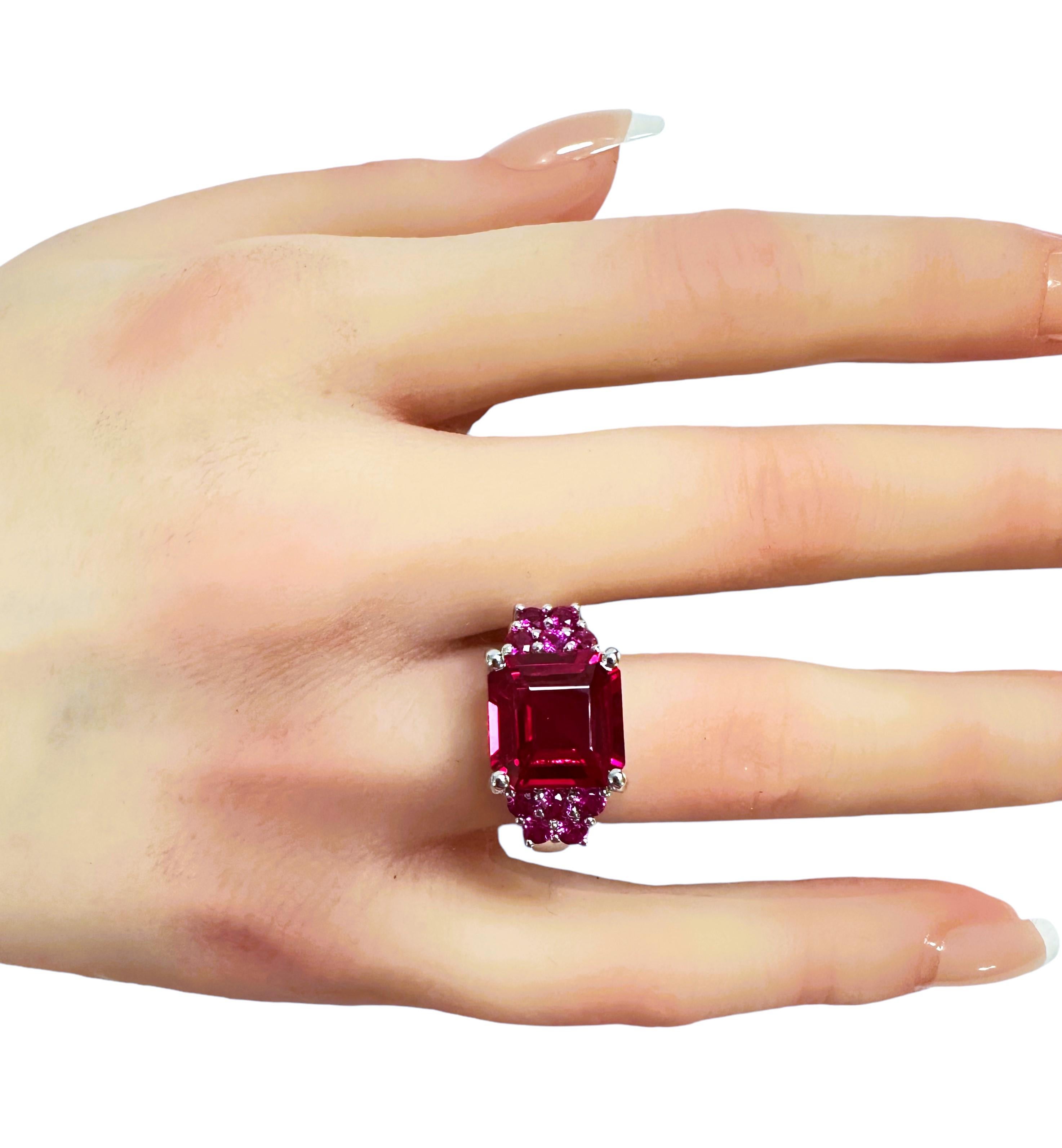 New African 6.0 ct Red Sapphire & Diamond Cut Pink Sapphire Sterling Ring 1