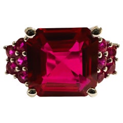 New African 6.0 ct Red Sapphire & Diamond Cut Pink Sapphire Sterling Ring