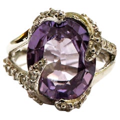 New African 6.10 Ct Blue Purple Sapphire Sterling Ring