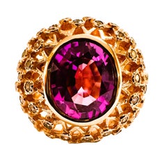 New African 6.20 Ct Blue Purple & Pink Sapphire RGold Plated Sterling Ring