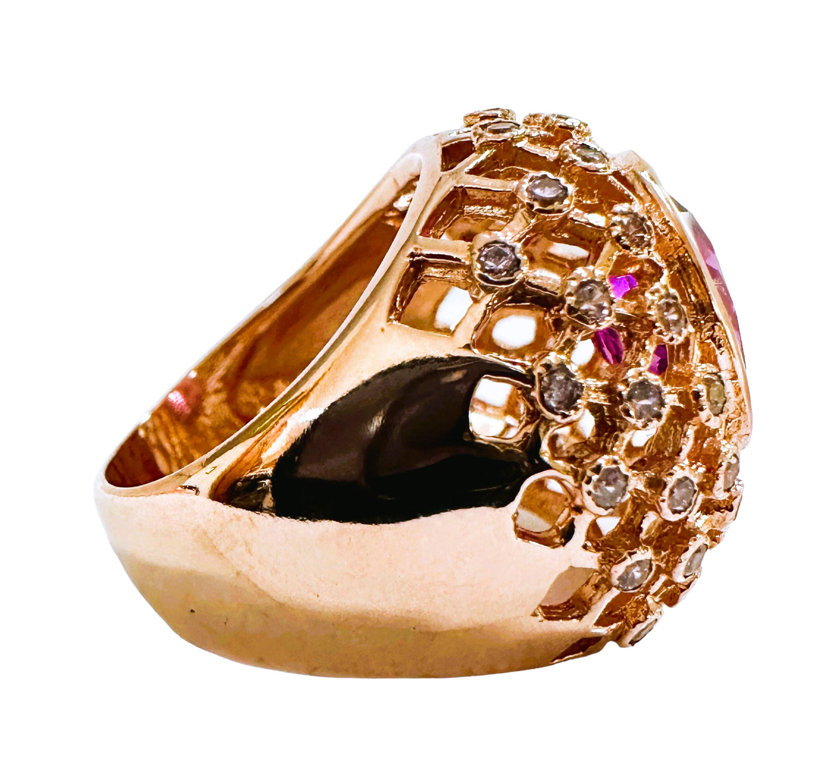 New African 6.20 Ct Blue Purple & Pink Sapphire RGold Plated Sterling Ring In New Condition In Eagan, MN