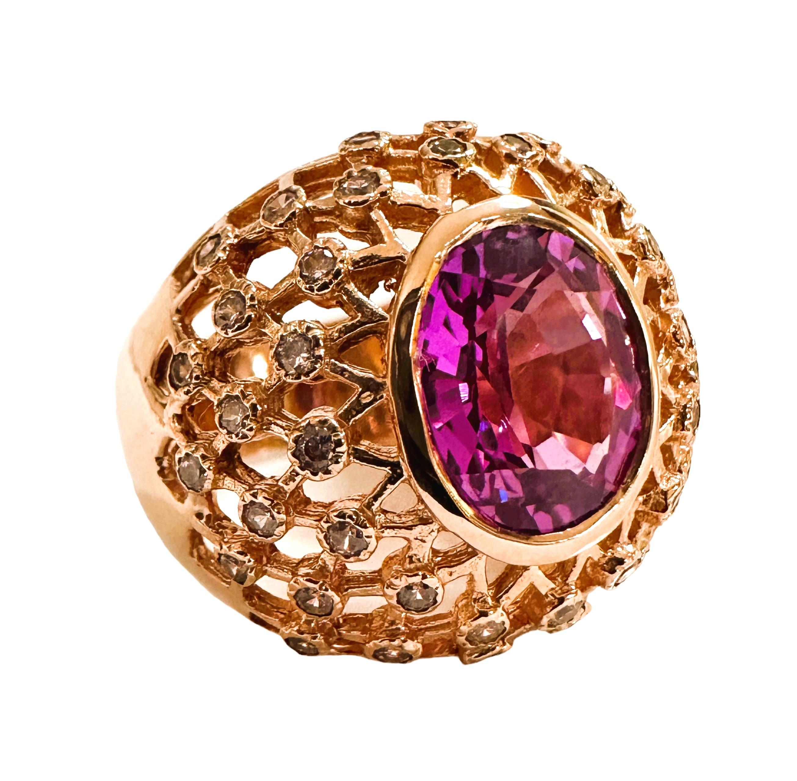 Women's New African 6.20 Ct Blue Purple & Pink Sapphire RGold Plated Sterling Ring