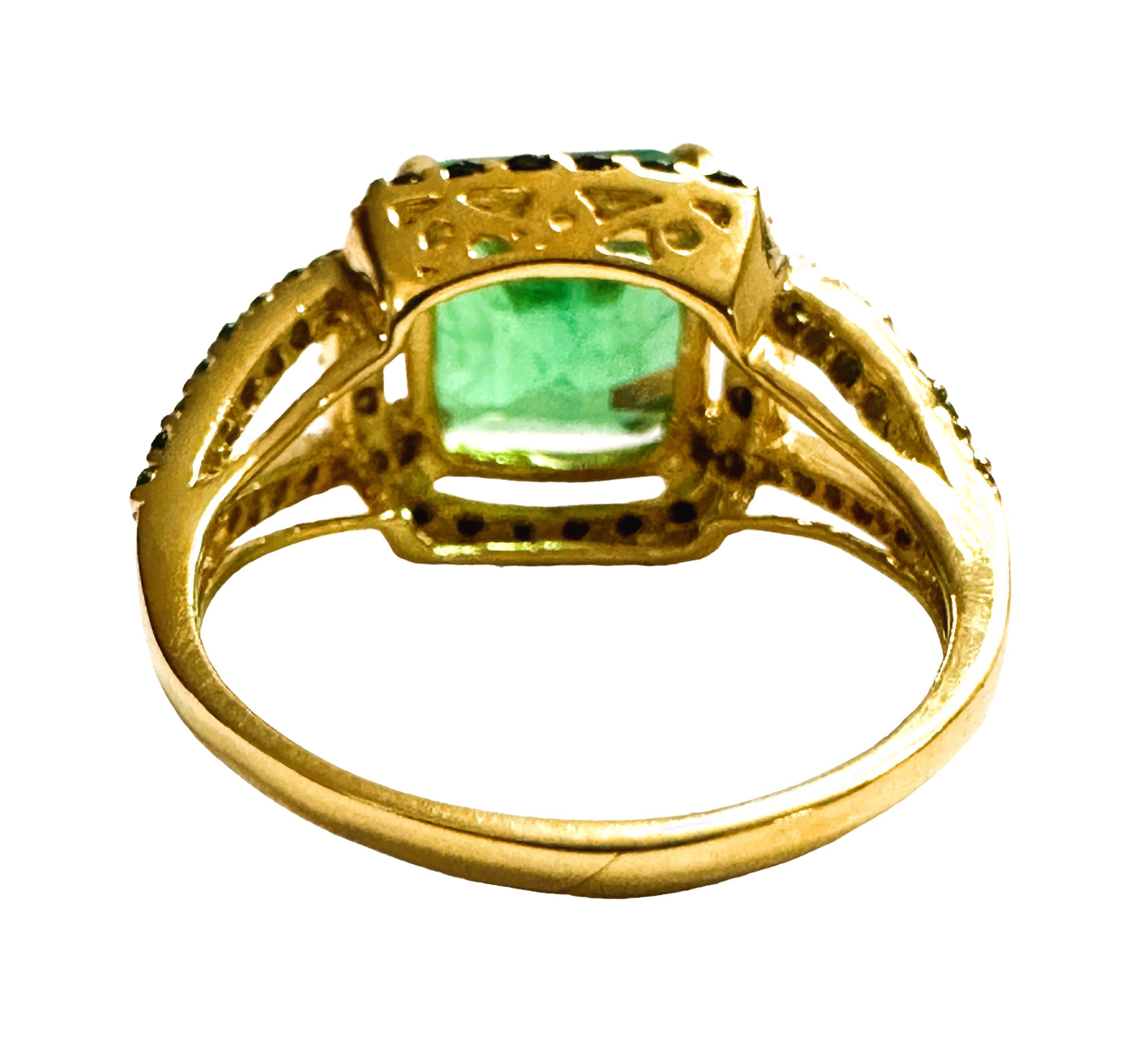 Oval Cut New African 6.20 Ct Emerald Green Garnet Sapphire & Spinel YGold Sterling Ring 