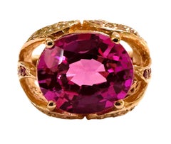 New African 6.20 Ct Pink Purple Sapphire Rose Gold Plated Sterling Ring