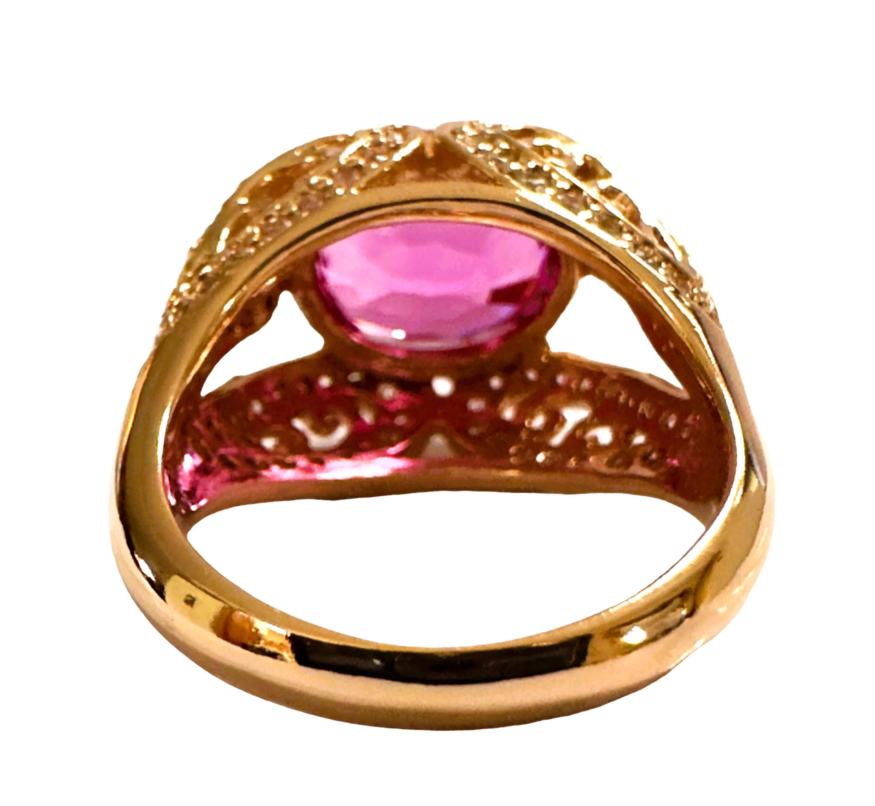 New African 6.20 Ct Pink Purple Sapphire Rose Gold Plated Sterling Ring In New Condition In Eagan, MN