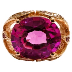 New African 6.20 Ct Pink Purple Sapphire Rose Gold Plated Sterling Ring