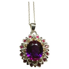 Afrikanische Sterlingsilber-Halskette, 6,25 Karat Blau/Purple & Champagner & Lila Saphir, neu, lila