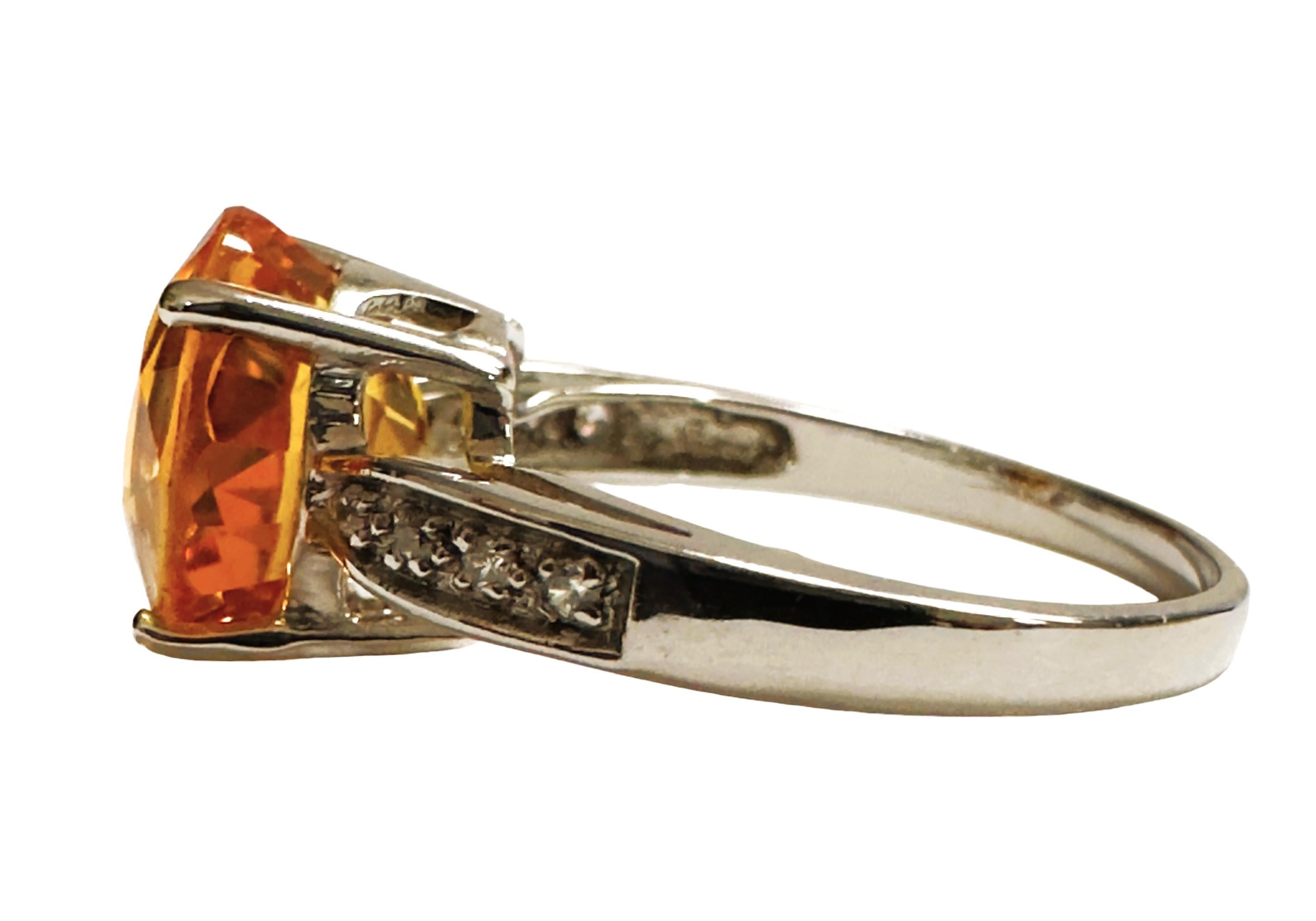 Art Deco New African 6.30 ct IF Yellow Golden Sapphire & White Sapphire Sterling Ring For Sale