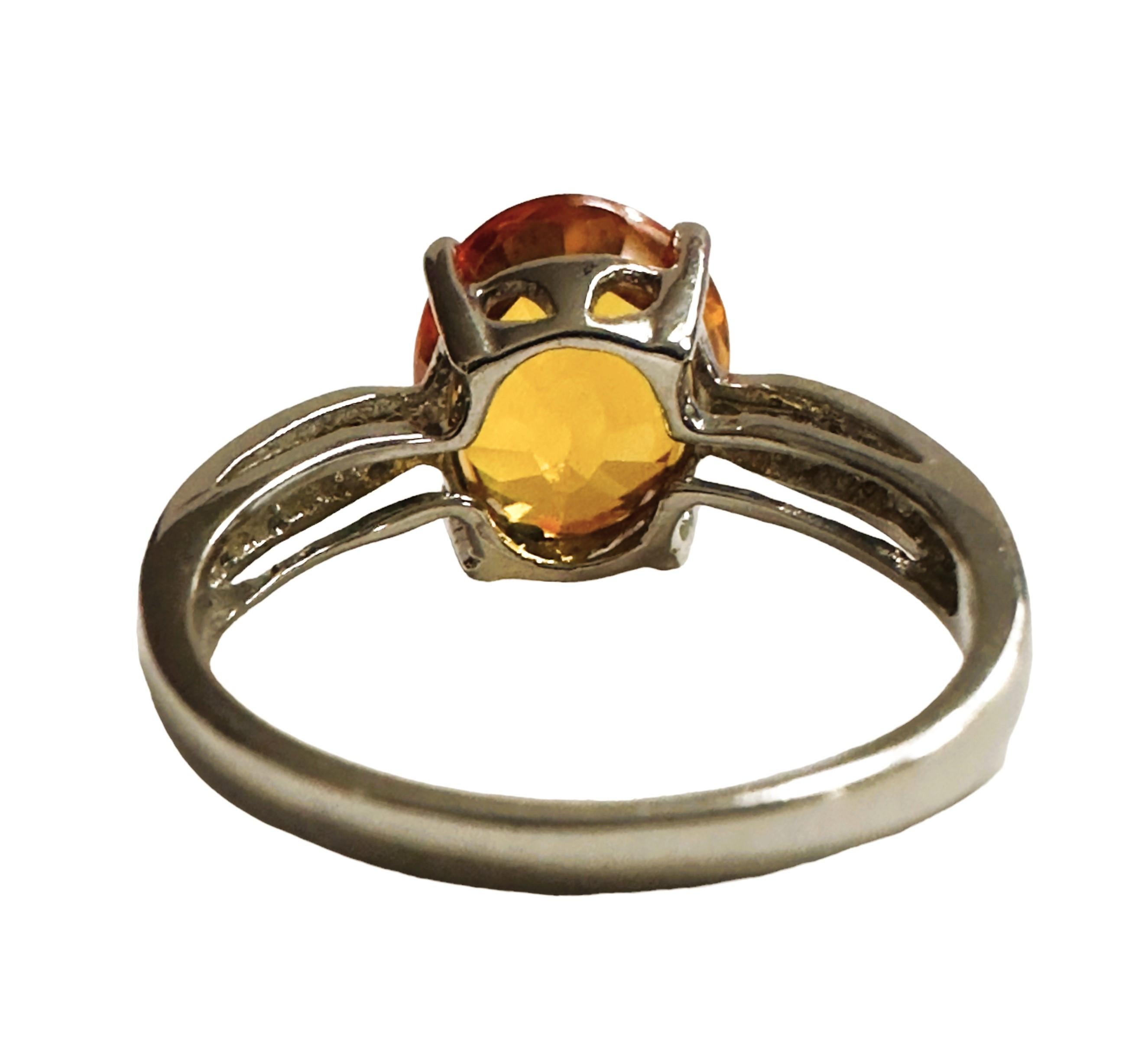 Oval Cut New African 6.30 ct IF Yellow Golden Sapphire & White Sapphire Sterling Ring For Sale