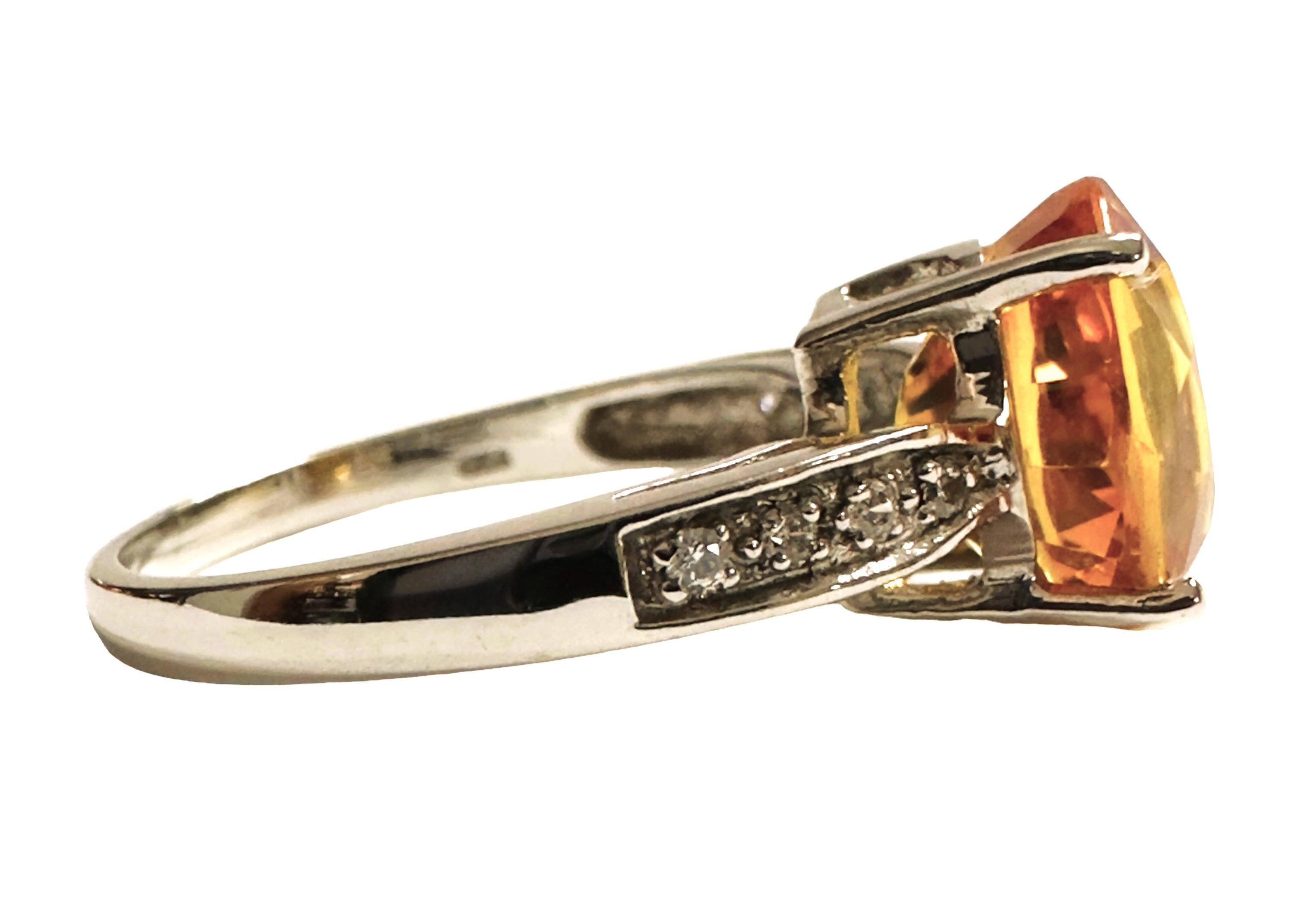 New African 6.30 ct IF Yellow Golden Sapphire & White Sapphire Sterling Ring In New Condition For Sale In Eagan, MN