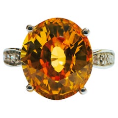 New African 6.30 ct IF Yellow Golden Sapphire & White Sapphire Sterling Ring