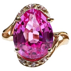 New African 6.50 Ct Fuchsia Pink Sapphire Rose Gold Plated Sterling Ring