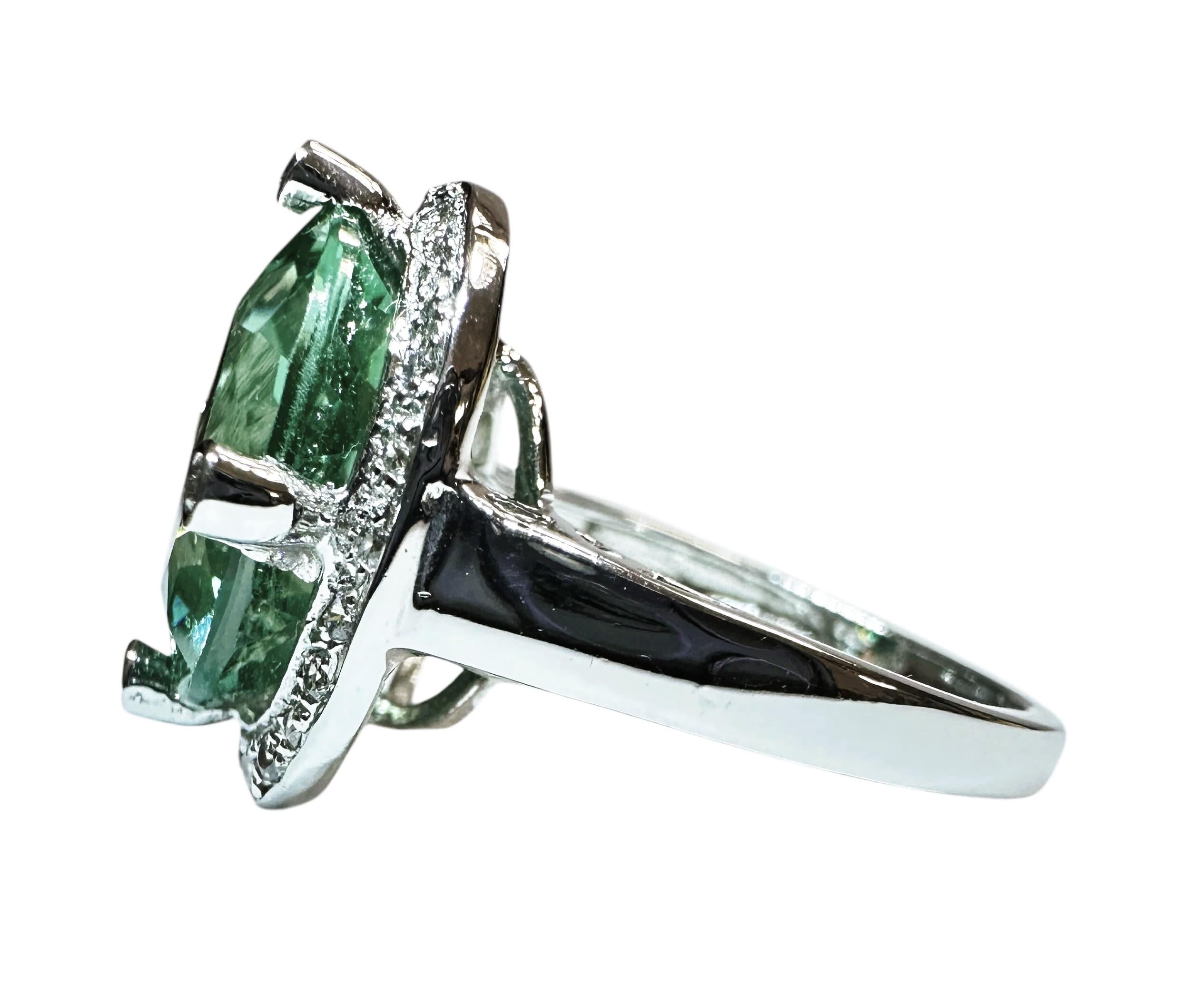 De las mujeres Nueva Africana 6,7 Quilates Aguamarina y Zafiro talla Diamante Anillo de Plata de Ley Talla 6,25