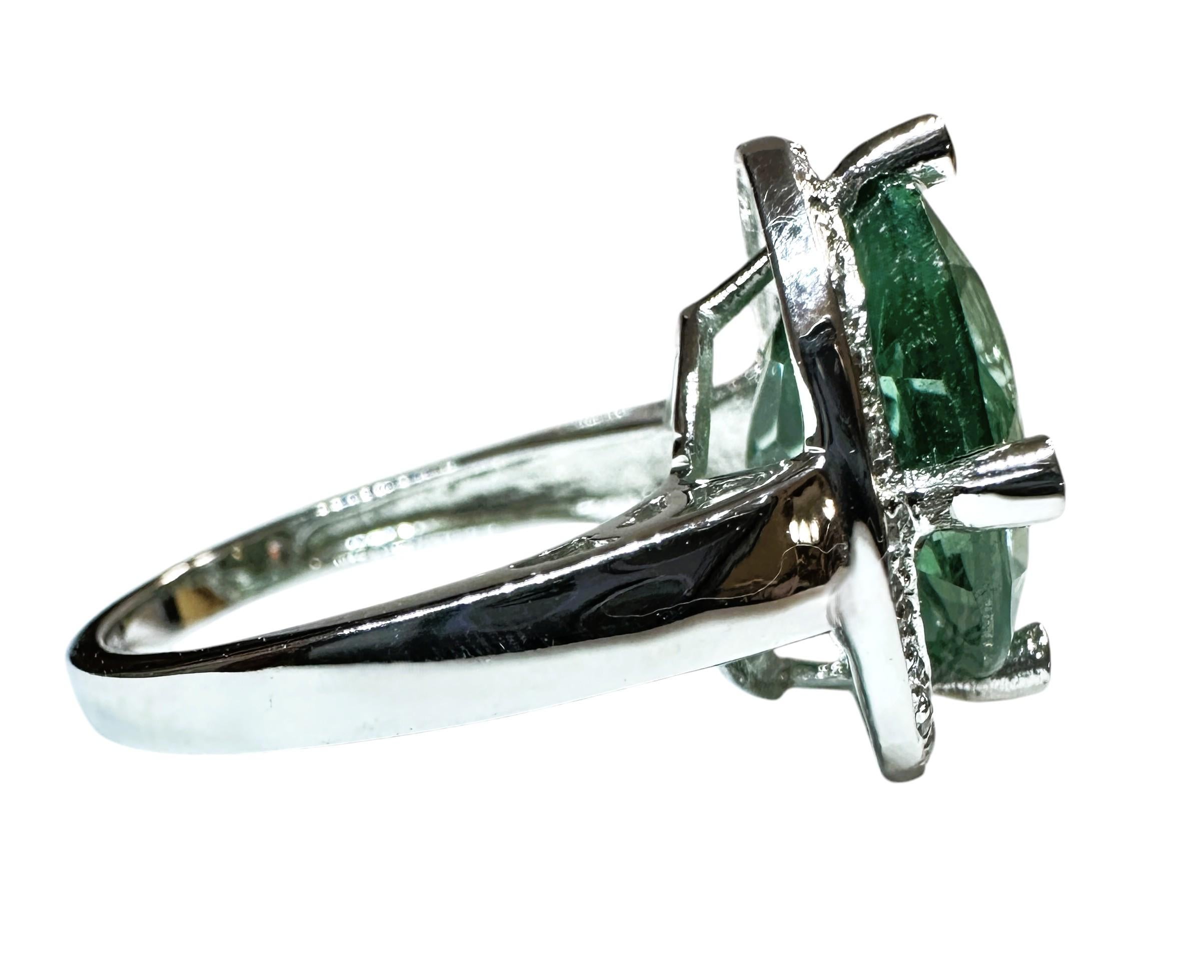 Nueva Africana 6,7 Quilates Aguamarina y Zafiro talla Diamante Anillo de Plata de Ley Talla 6,25 2