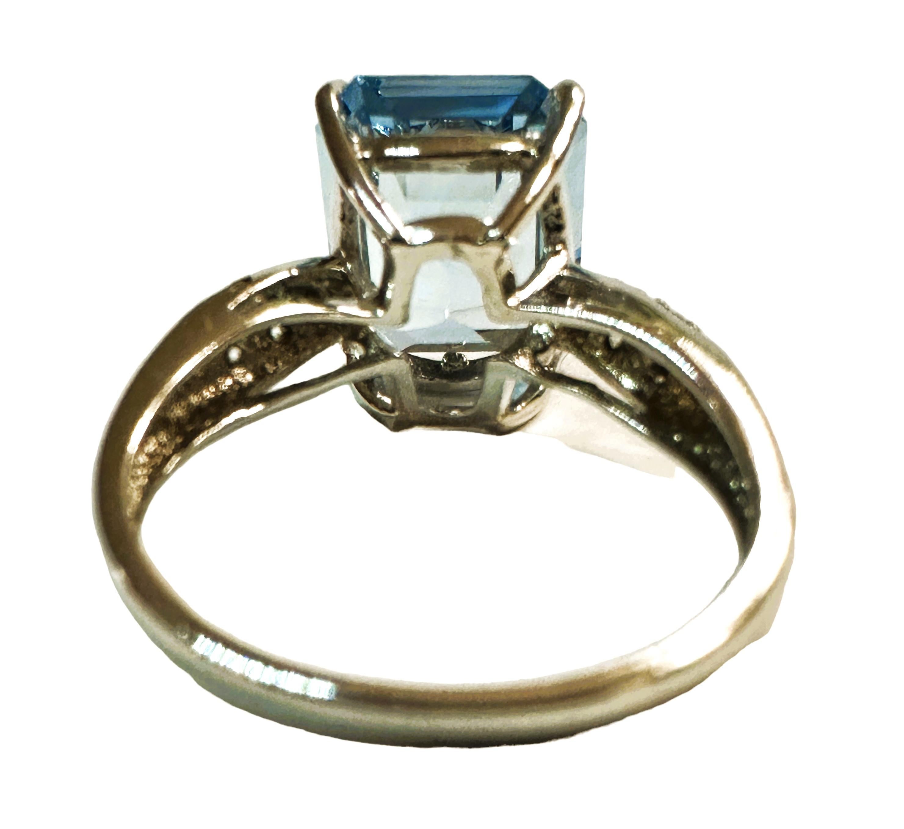 Art Deco New African 6.7 Ct Sky Blue Topaz & White Sapphire Sterling Ring