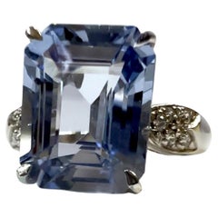New African 6.7 Ct Sky Blue Topaz & White Sapphire Sterling Ring