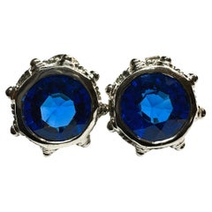 Afrikanische 6.70 Karat Neonblauer Topas Post Sterling Ohrringe, Post