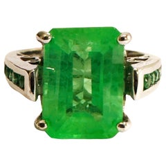 New African 6.80Ct Emerald Green Garnet Sapphire 
Tsavorite Sterling Ring