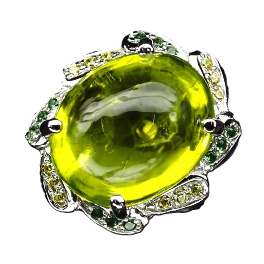 Nuovo anello in argento con peridoto verde da 7,0 carati e zaffiro tagliato a diamante, misura 6,25 1