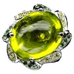 Nuovo anello in argento con peridoto verde da 7,0 carati e zaffiro tagliato a diamante, misura 6,25