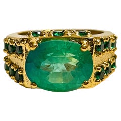 New African 7.0 Carat Emerald Green Garnet Sapphire 
Tsavorite Sterling Ring