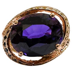 New African 7.0 Ct Blue Purple & Yellow Sapphire RGold Sterling Ring