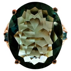 Neuer afrikanischer 7,1 Karat blauer, grüner Turmalin & Saphir, vergoldeter Sterling-Ring