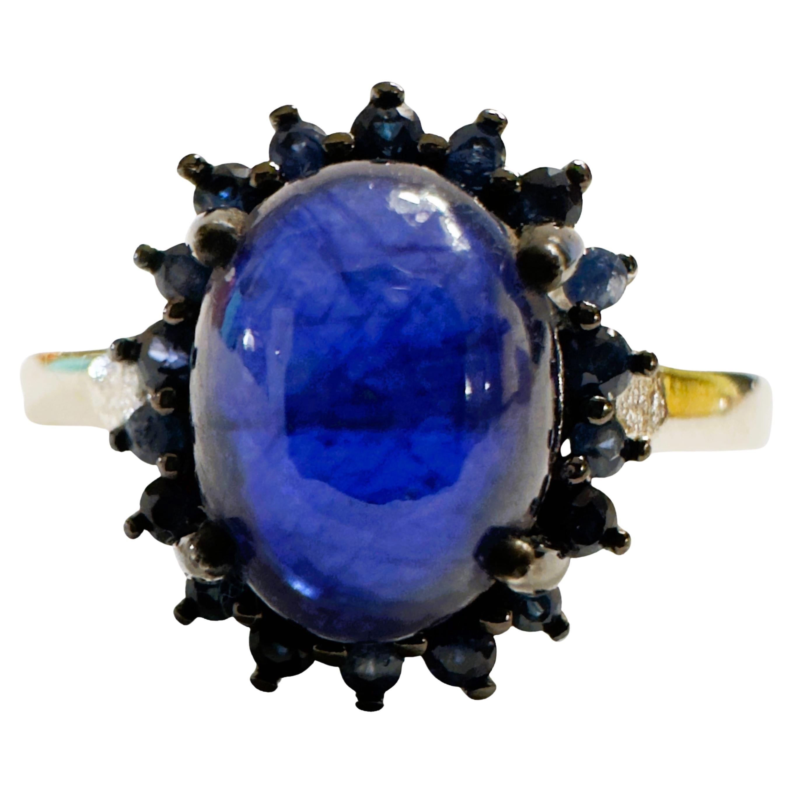 New African 7.20 Ct Emerald Green Garnet & Sapphire Sterling Ring  For Sale