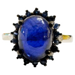 Vintage New African 7.20 Ct Emerald Green Garnet & Sapphire Sterling Ring 