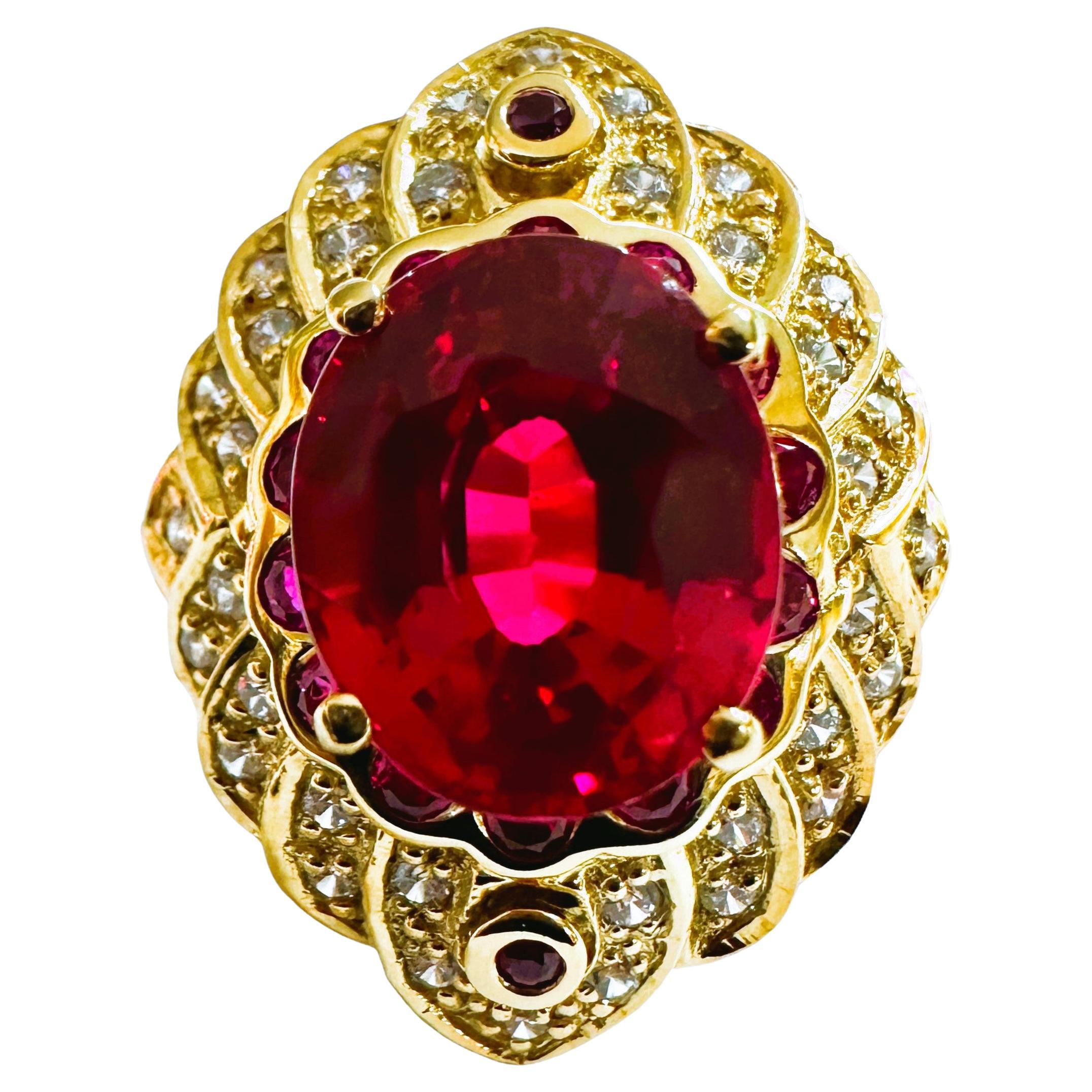 New African 7.20 ct Raspberry & Pink & White YGold Plated Sapphire Sterling Ring