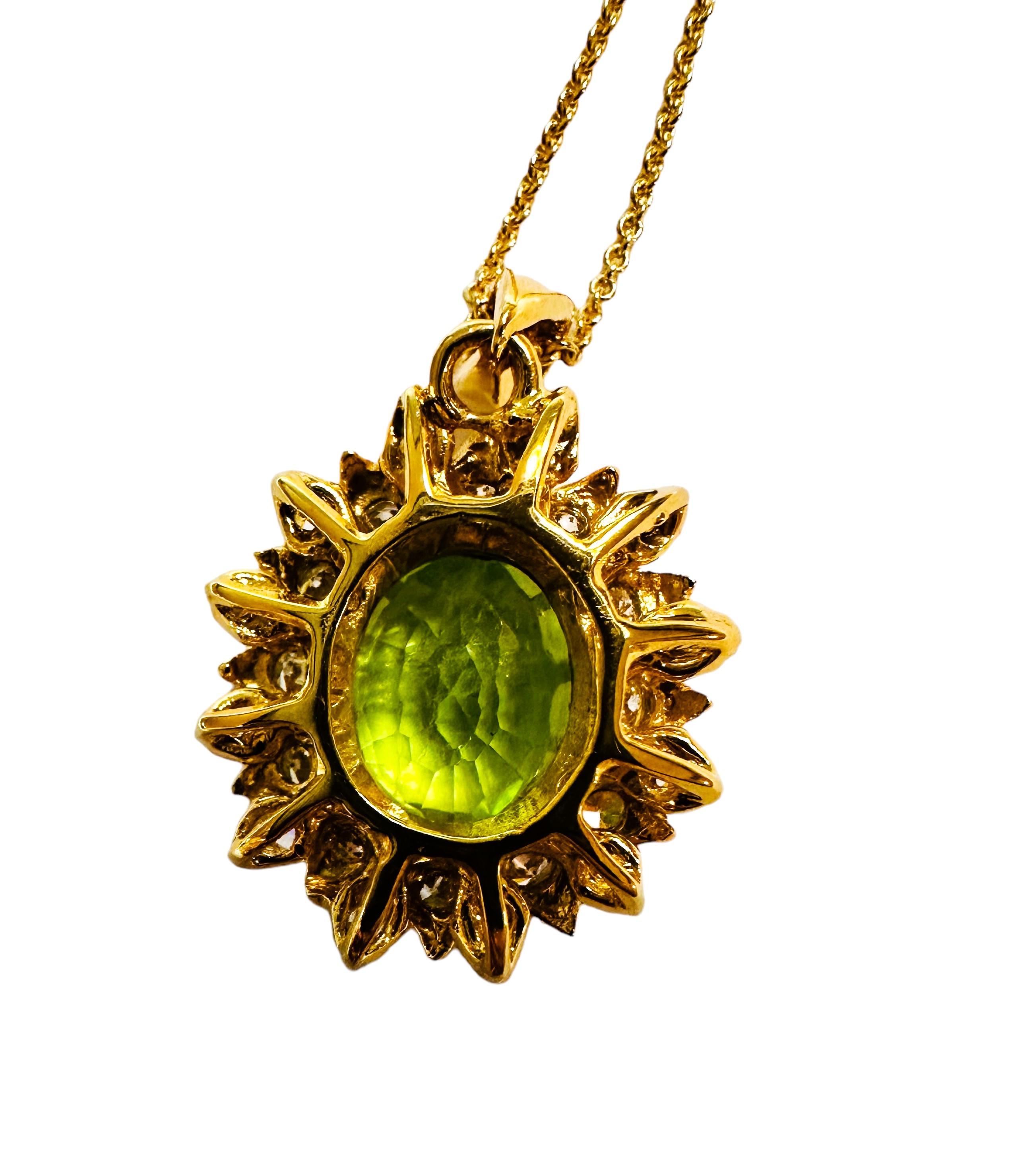 Women's New African 7.30 ct Peridot & Sapphire YGold Plate Sterling Pendant Necklace
