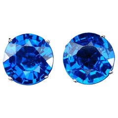 New African 7.40 Ct Neon Blue Topaz Post Sterling Earrings