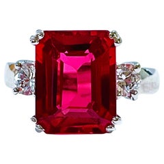 New African 7.40ct Pink Padparadscha & Sapphire Sterling Ring