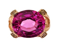 New African 7.40 Ct Pink Purple Sapphire Rose Gold Plated Sterling Ring