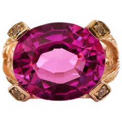 New African 7.40 Ct Pink Purple Sapphire Rose Gold Plated Sterling Ring