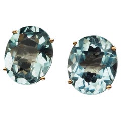 New African 7.40 Ct Sea Blue Aquamarine Rose Gold Plated Sterling Earrings
