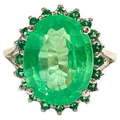 New African 7.5 Carat Emerald Green Garnet Sapphire 
Tsavorite Sterling Ring