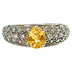 New African .75 Ct, Yellow Morganite & White Sapphire Sterling Ring Size 6.50