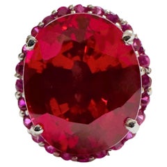 New African 7.50 Ct Pinkish Red Sapphire Sterling Ring Size 7.75
